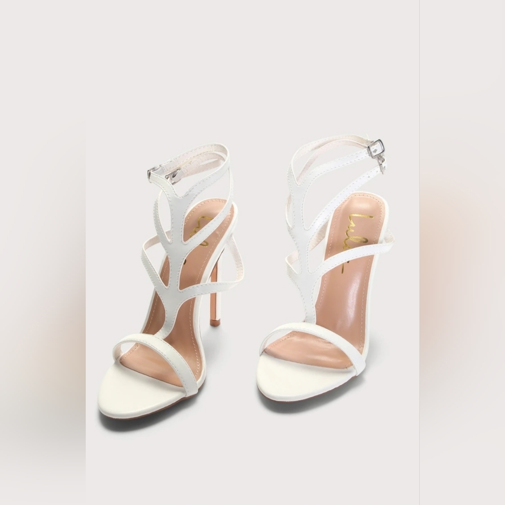 Elegant White Strappy Heels. - Picture 2 of 7